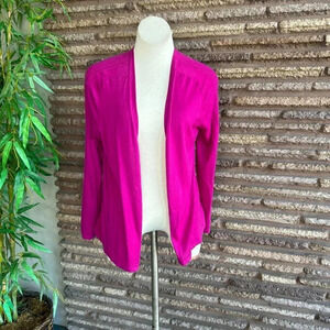 Carlisle Fuchsia Pink 100% Cashmere Open Drape Cardigan Sweater Size Large